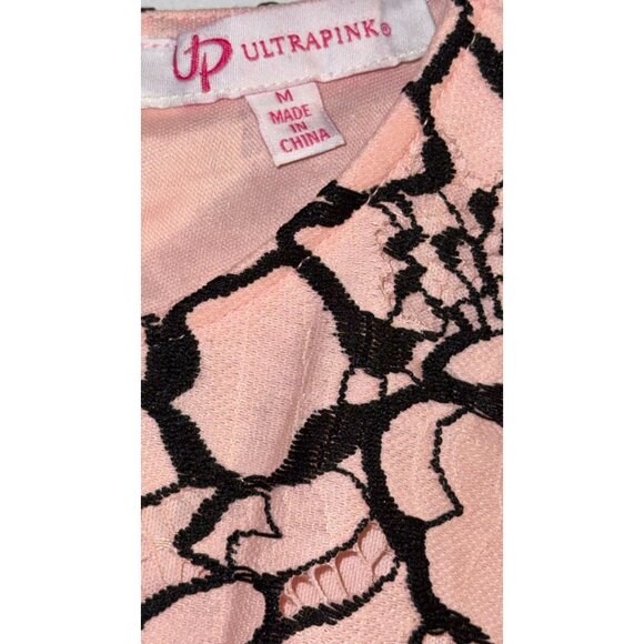 Ultrapink Womens Sleeveless Lace Overlay Dress M Pink & Black - Picture 3 of 16